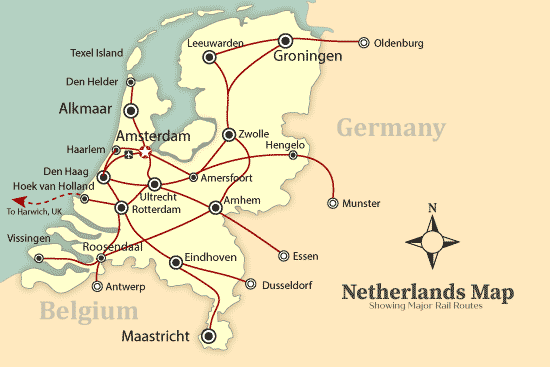 rail map of the Netherlands